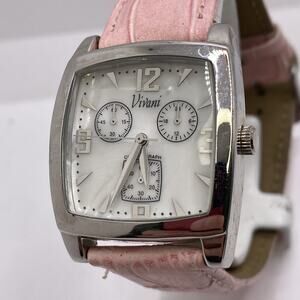 Vivani Womens Silver Pink Band Watch New Battery